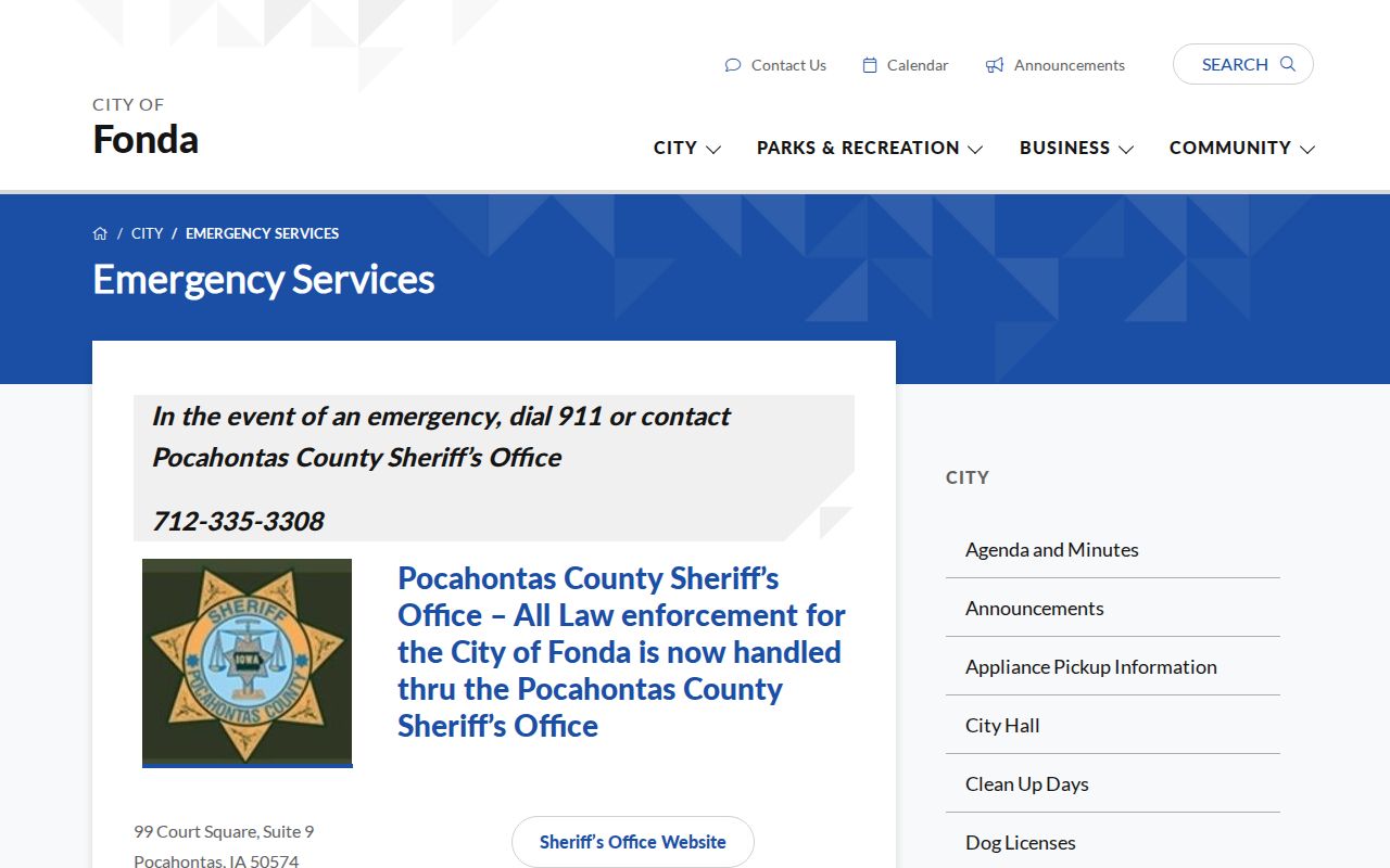 Fonda official sheriff-served page for arrest records