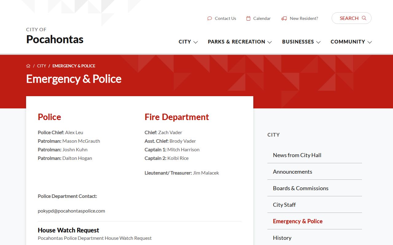 Pocahontas official police page for arrest-record requests